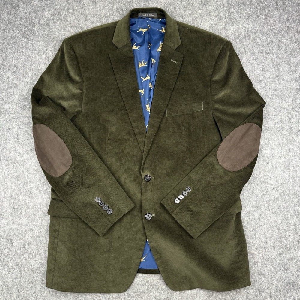 Lauren Ralph Lauren Corduroy Sport Coat Blazer 42R Green Stretch Elbow Patch